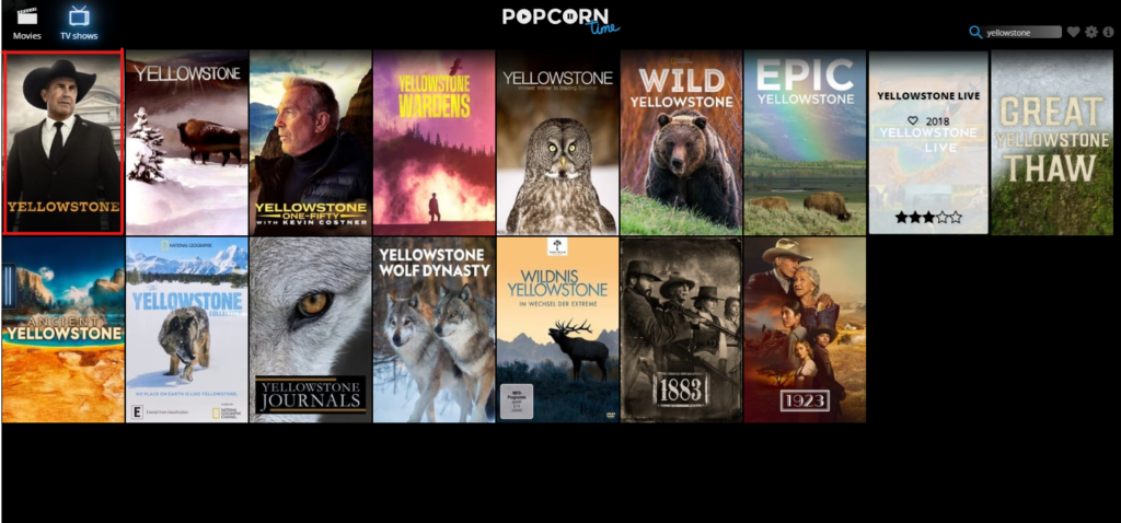 Watch Yellowstone on Popcorn Time